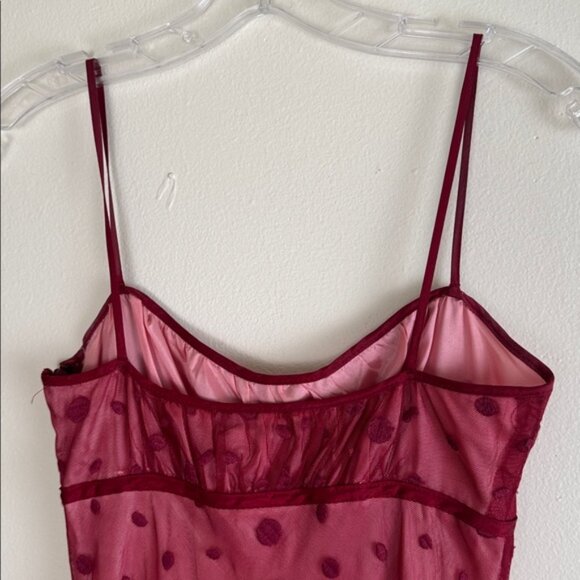 BCBGMaxAzria Burgundy Sheer Fitted Dress - Picture 6 of 9